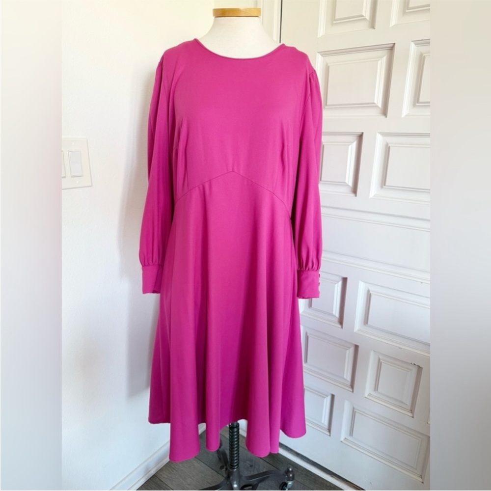 Eloquii Pink Dress Long Sleeve Buttons Size 16